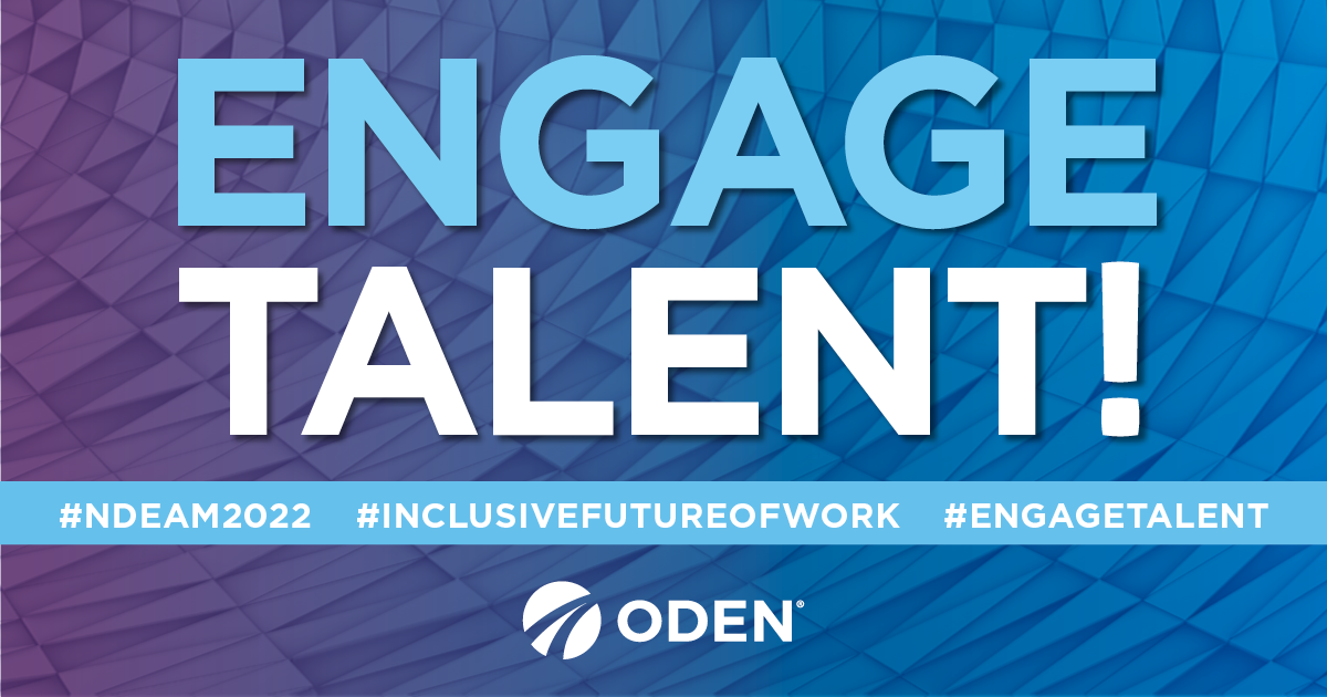 Words "Engage Talent" on blue and purple background.